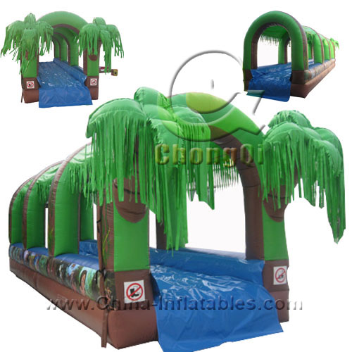 tropical inflatable water slides palm tree jungle